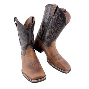 Ariat Western Boots Mens 10EE Brown Excellent Square Toe Leather 10035996